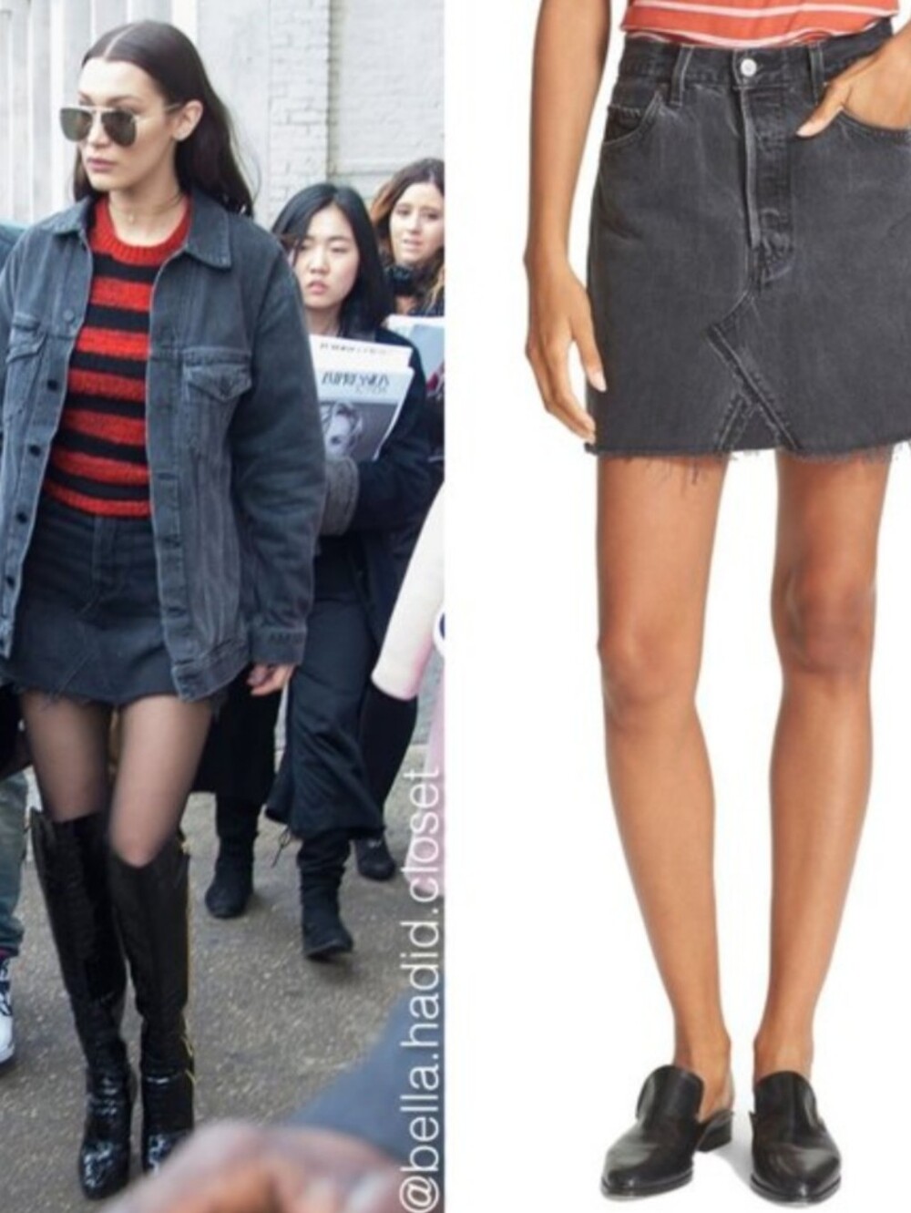 Re/Done X Levi's High Rise Mini Skirt Faded Black Grey Button Fly Size 30 G